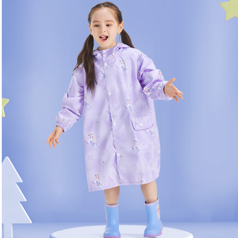 Disney boys and girls raincoat children's raincoat PU adhesive Elsa girl baby student raincoat little girl raincoat wind and rain comfortable sof