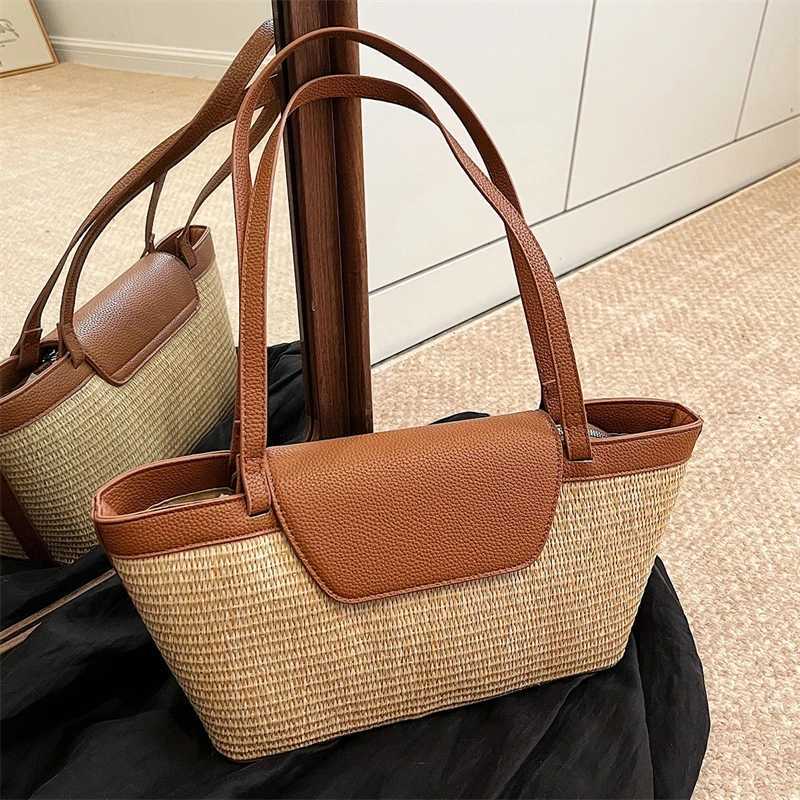 2025 Summer Womens Weave Straw Shoulder Bags New Tote Bag for Ladies Beach Bags Lady Handbags and Purses XJ250704
