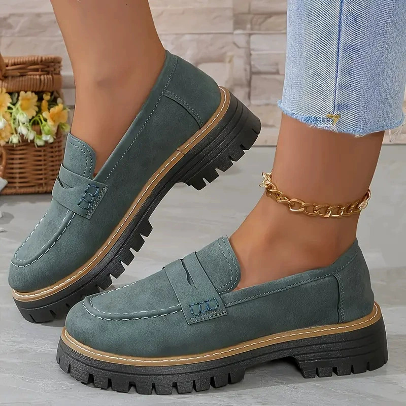 2025 New Loafers for Women British style Casual Shoes Pu Leather Slip-on Shoes