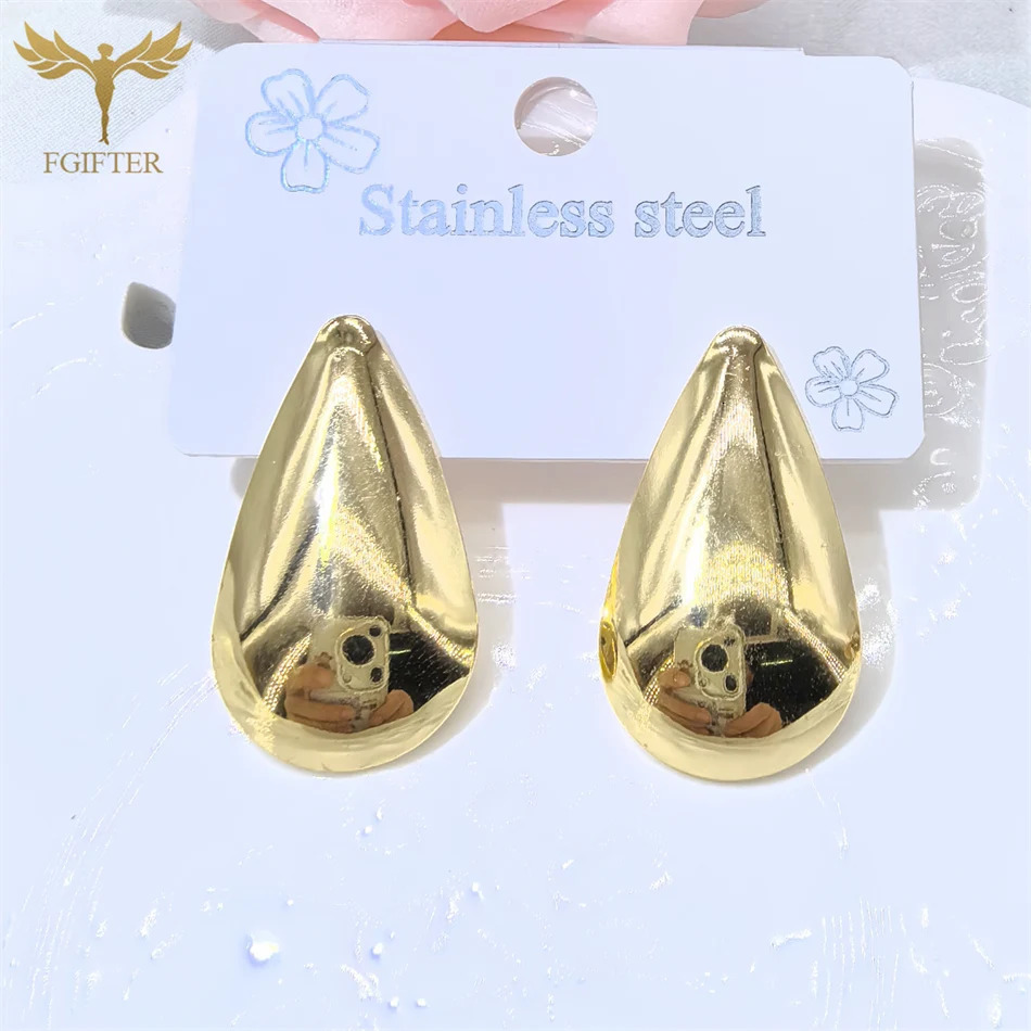 1 Pair Fashion Water Drop Stud Earring Golden Stainless Steel Piercing Jewelry Gold Plated Accessories boucle doreilles 250627