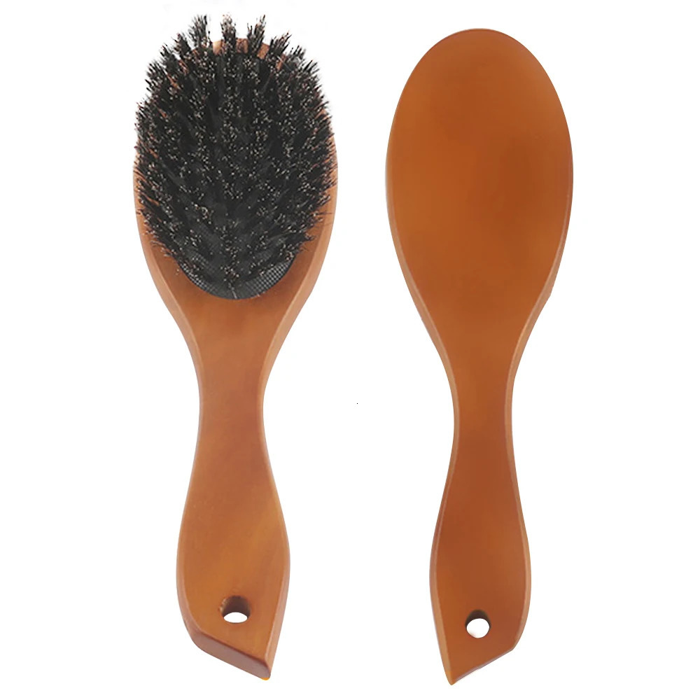 Natural Boar Bristle Brush Comb Anti-Static Oval Hairdressing Hair Styly Comb Wood Woman Hairbrush 250704
