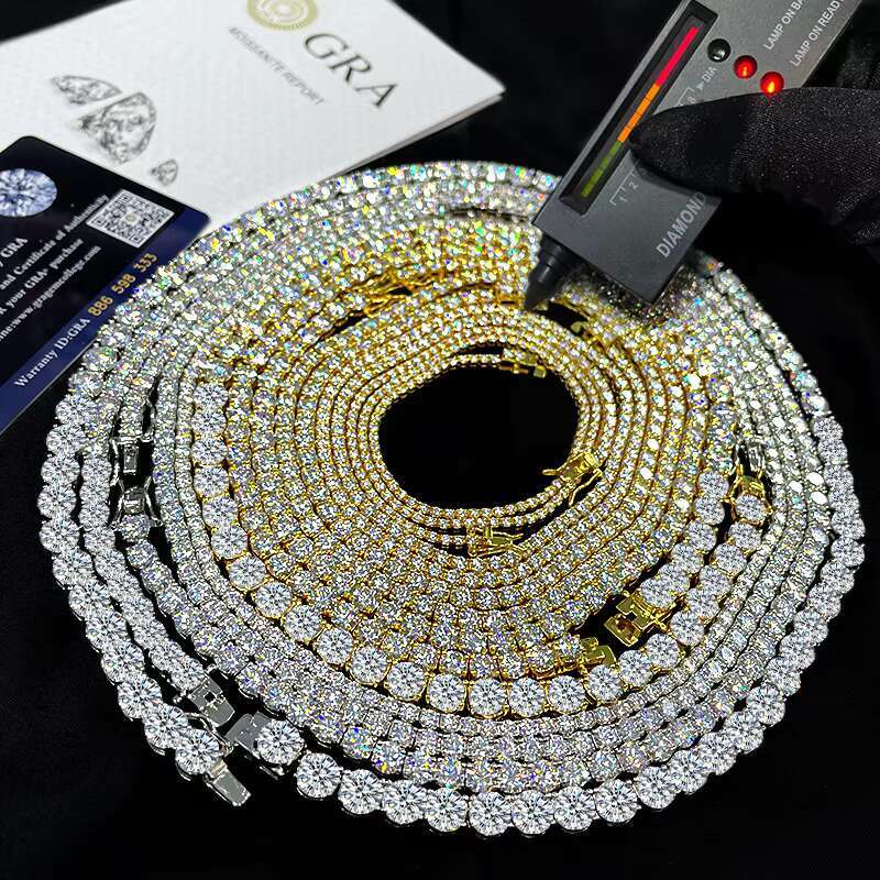 Full Size S925 Sterling Silver Necklace VVS Moissanite Diamonds Iced Out Tennis Bracelet Factory Tennis Chains Necklace