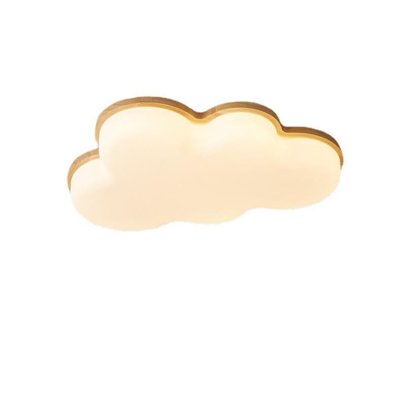 Full Spectrum Cloud Cream Wooden Ceiling Lamp for Kids' Bedrooms with Smart Features Eco-friendly Rustic Design LED Pendant Chandelier with Adjus