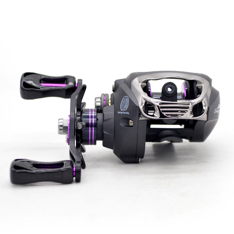 Low Profile Baitcasting Fishing Reel - Magnetic Braking System - Right Hand Retrieval - Weighs only 6.98 Ounces - Purple