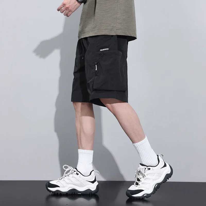 2024 New Summer Thin Cargo Men Loose Shorts Pocket Baggy Shorts Male Trendy Streetwear Hip Hop Korean Popular Y2k Clothing W250705
