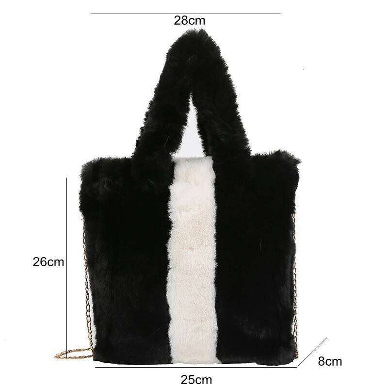 Designer Bags Winter Wool Handbag Color Contrast Versatile Purses And Handbags Large Plush Tote Bag Vintage Pluffy Shoulder Crossbody Bags
