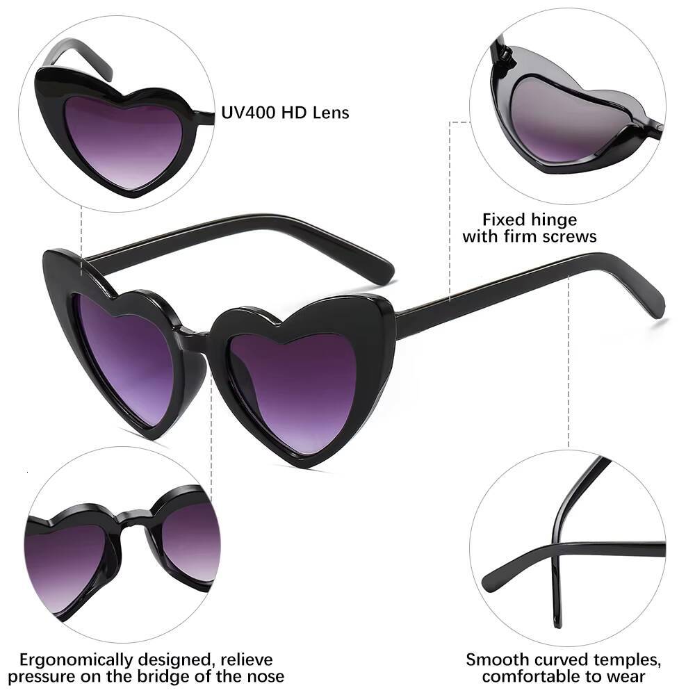 Kids Heart-Shaped Sunglasses 2023 Summer Children Glasses Cute Love Heart Sun Shades Eyewear for 3-9 Years Boys Girls ddmythur Z260305