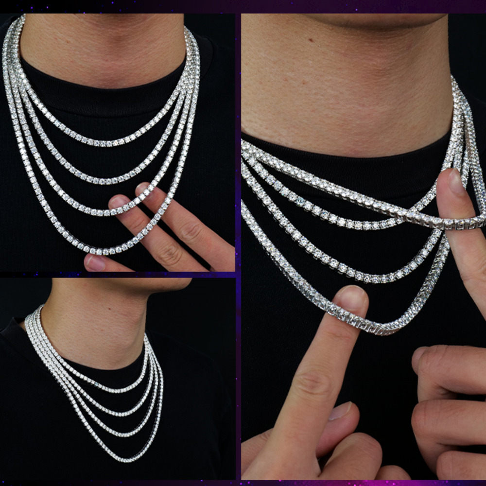 Designer Necklace 4mm Unisex Hip Hop Bling Jewelry Iced Out 925 Sterling Silver GRA VVS Moissanite Tennis Chain High Quality