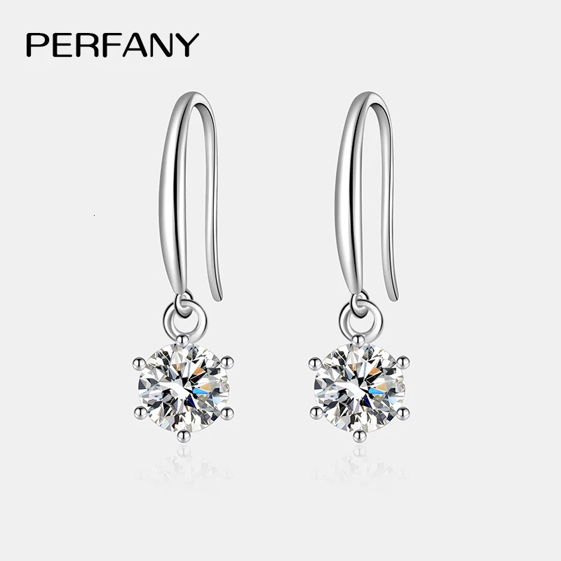 PERFANY 051CT Drop Earring Women S925 Pure Silver Classic Six Claw Laboratory Diamond Fashion Wedding Jewelry 250627