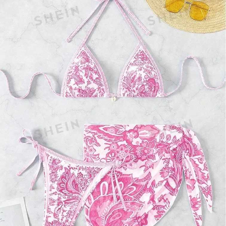 Sexy Bikini Swimwear Print Triangle Cup Separate Design Cross-Border New Model Sportswear And Accessories from Mainland China XJ250624