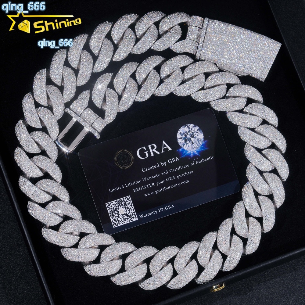 2025Hip Hop Jewelry Big Ass Necklace 25MM Fully Iced Out 925 Silver Gold Plated VVS Diamond Moissanite Cuban Link Chain for Men