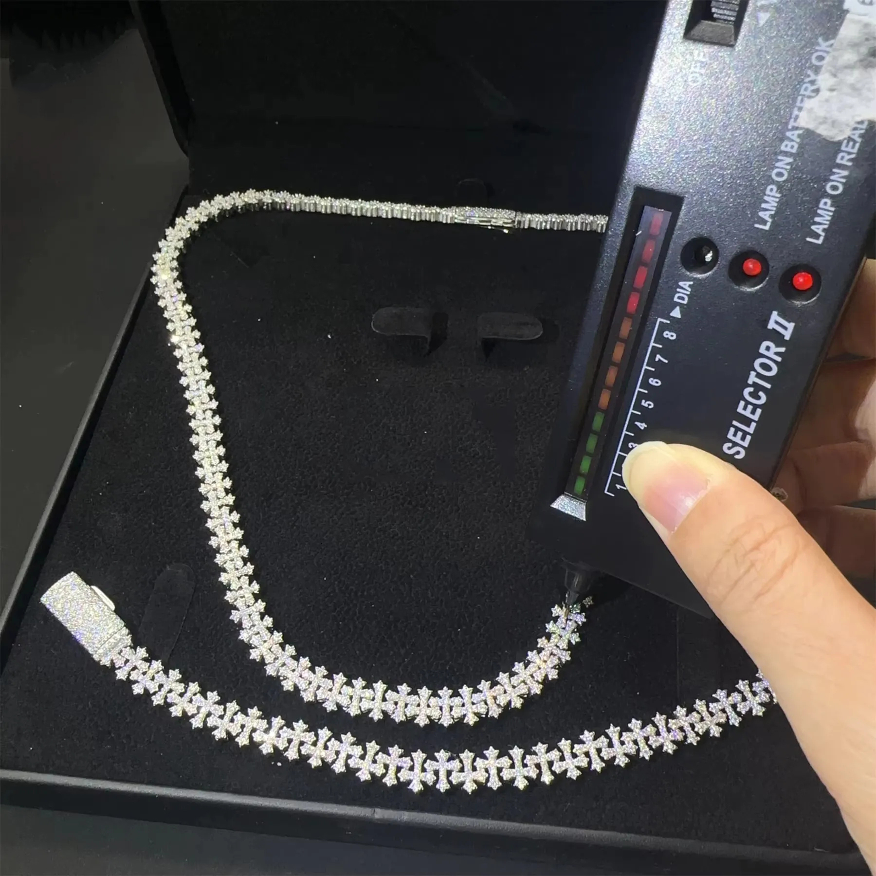 Hot Sell Moissanite Tennis Bracelet Fine Jewelry 925 Silver Unisex Cross Bracelet Hip Hop Mens Jewelry