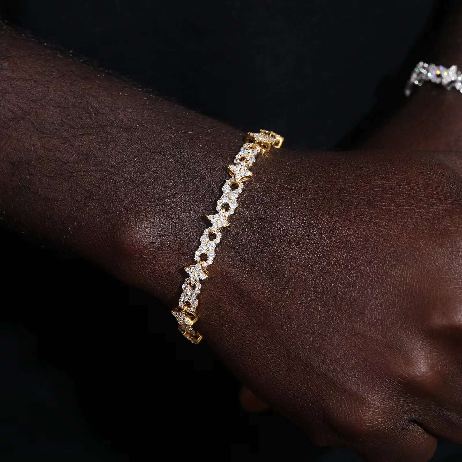 8mm 925 Sterling Silver VVS Moissanite Iced Out Infinity Star Link Bracelet for Men Fashion Daity Jewelry Pass Diamond Tester