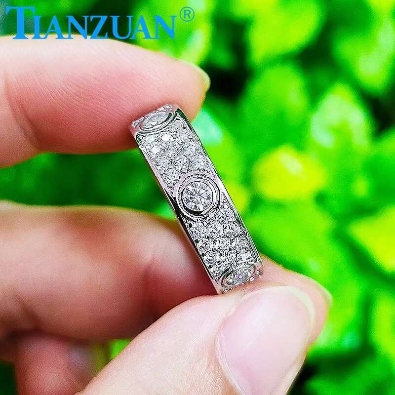 925 Silver Solid Rings Classic Love Three Rows of Luxury Eternity Ring Moissanite Diamond Wedding Engagement Ring Ladies Men