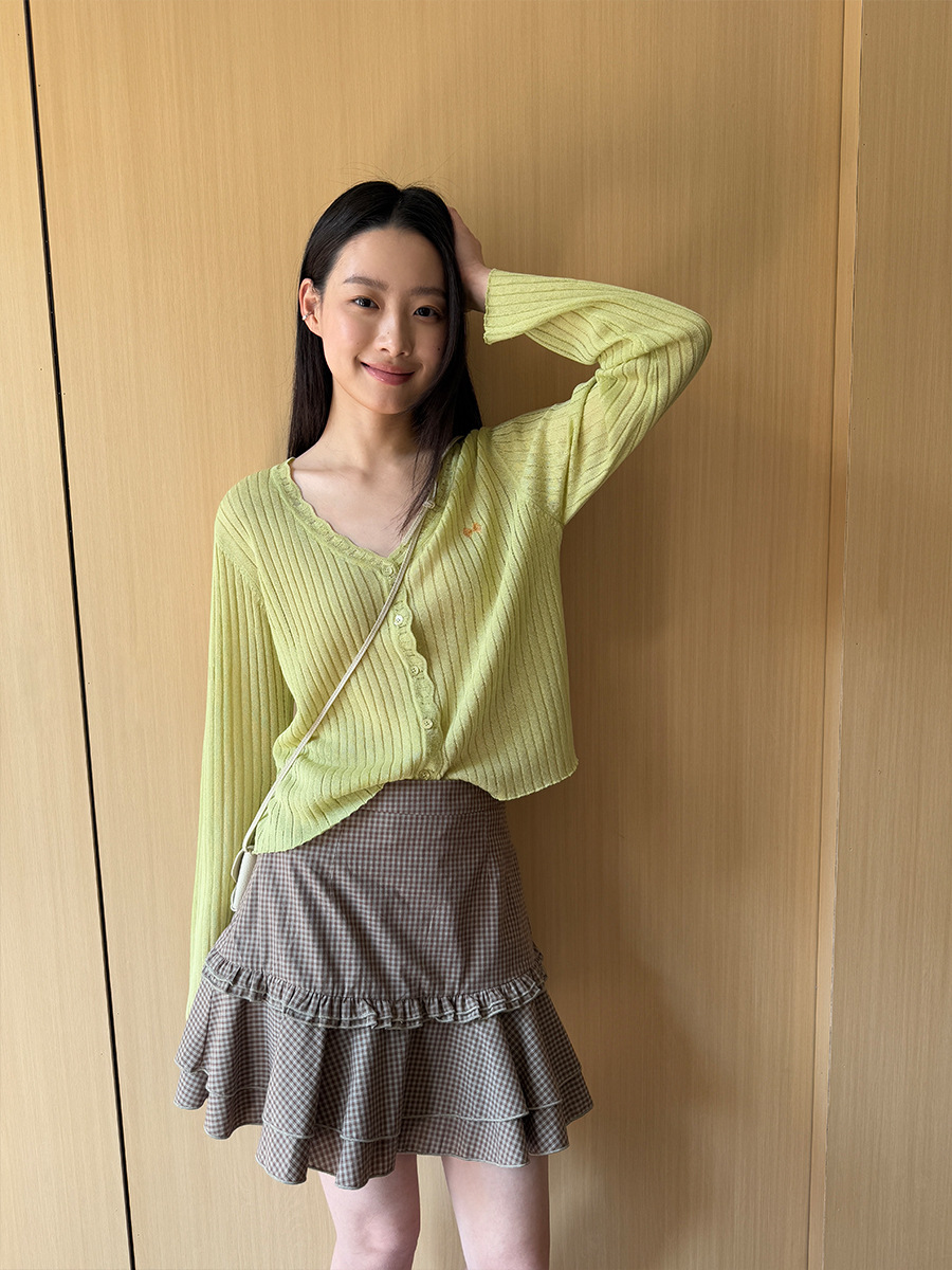 GY1908 Pleated retro hot girl plaid skirt female summer college style sweet lace umbrella skirt