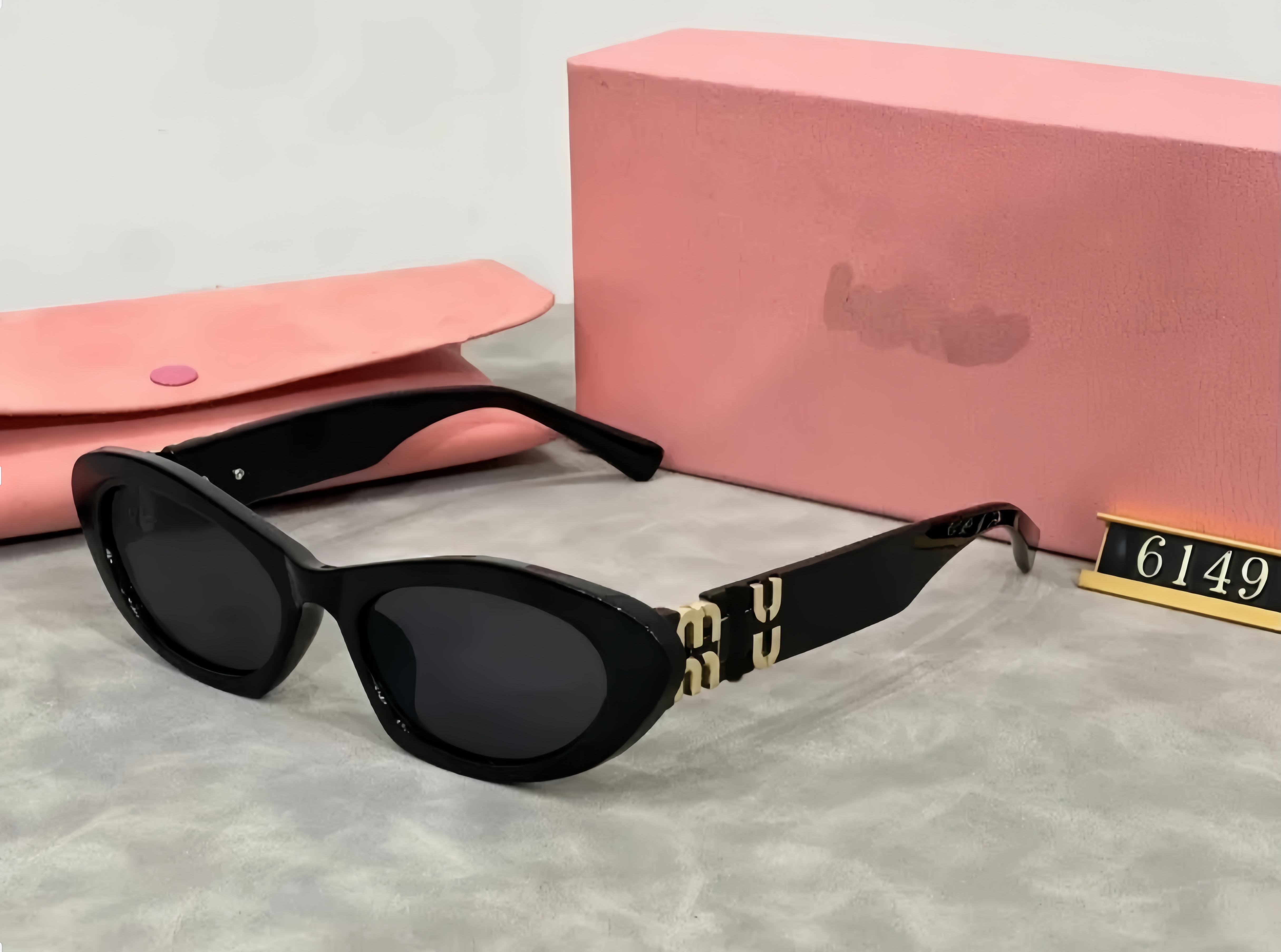 With Box Fashion sunglasses designer oval frame luxury cat Eye sun glasses women's anti-radiation UV400 personality men retro glasses plate high grade sunglasses