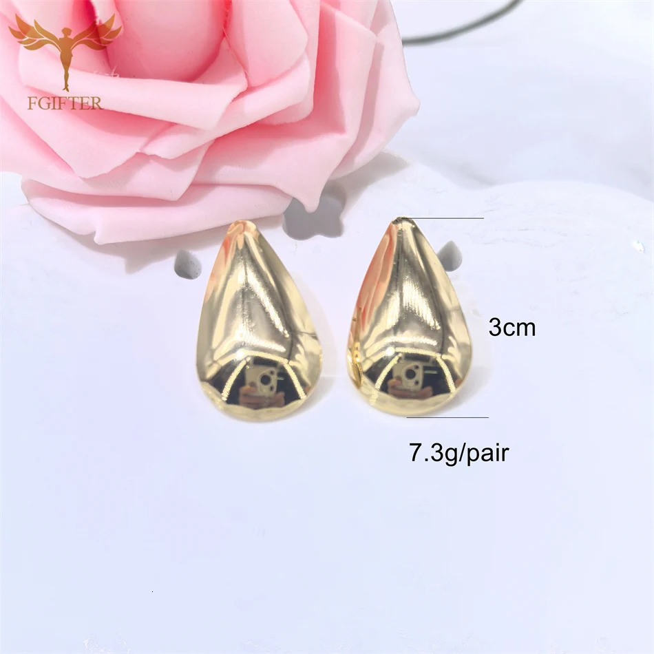1 Pair Fashion Water Drop Stud Earring Golden Stainless Steel Piercing Jewelry Gold Plated Accessories boucle doreilles 250627