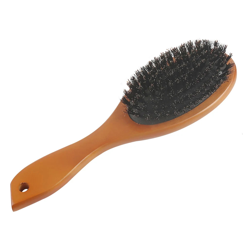 Natural Boar Bristle Brush Comb Anti-Static Oval Hairdressing Hair Styly Comb Wood Woman Hairbrush 250704