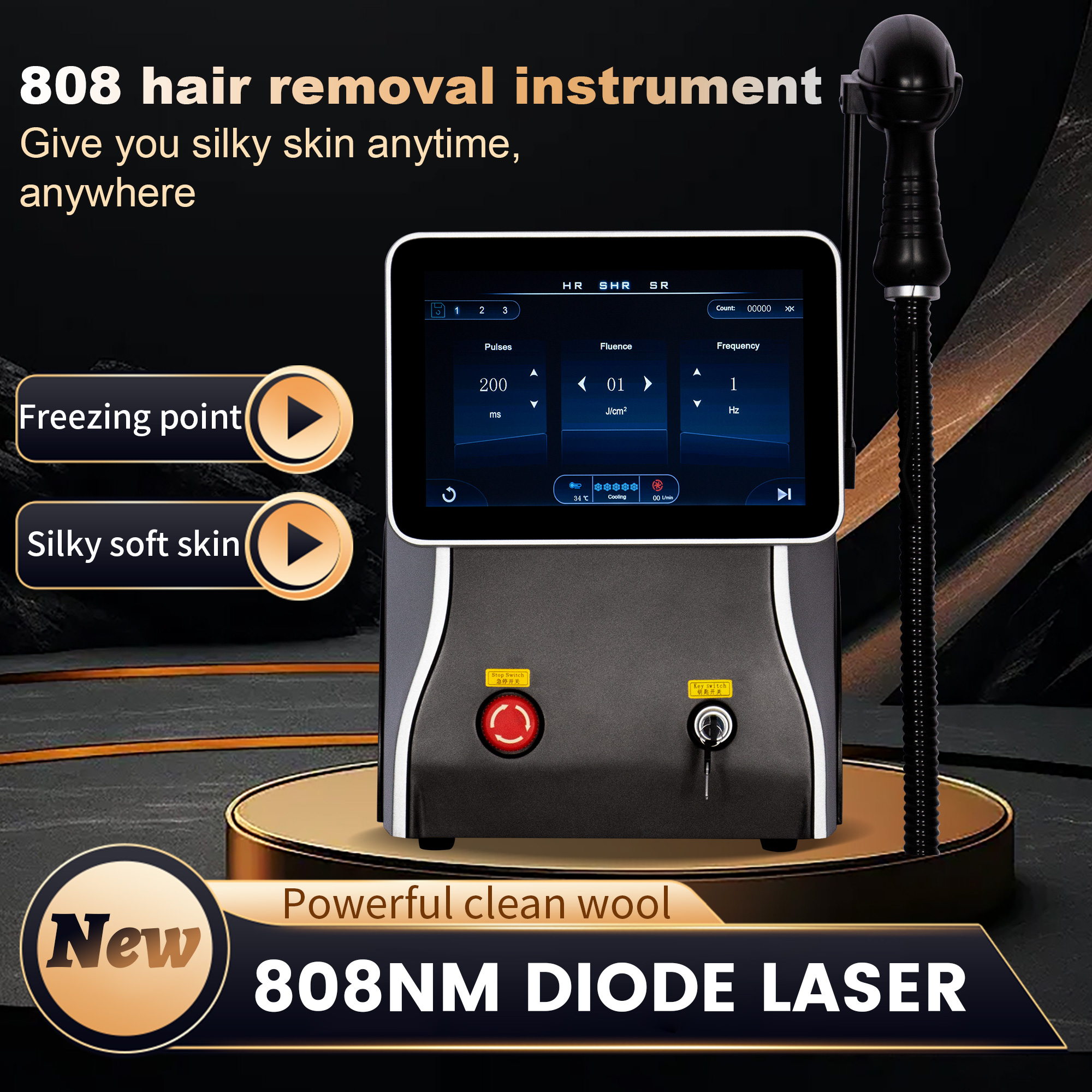 Air Cooling Permanent Laser Hair Removal 3 Wavelength 755NM 808NM 1064NM Diode Laser Hair Removal Equipment