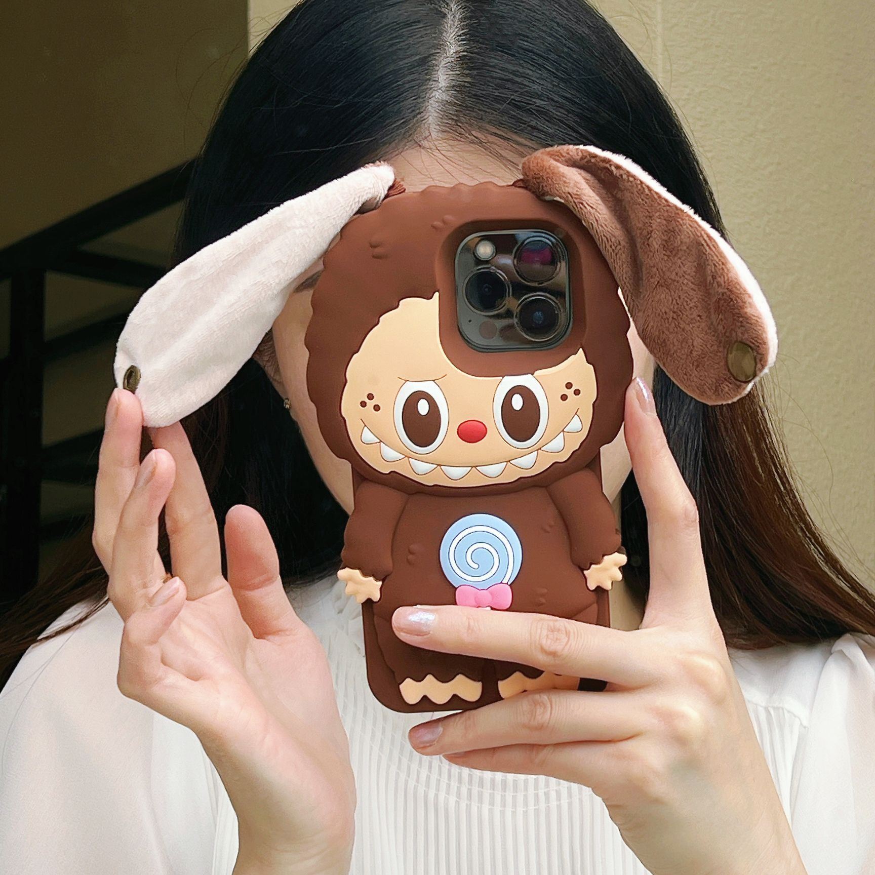 Internet Celebrity Labubu Compatible with iPhone 15/14 Max Apple 12 Phone Case 11 Japanese and Korean 13 3D Cute Female Style ddmythur