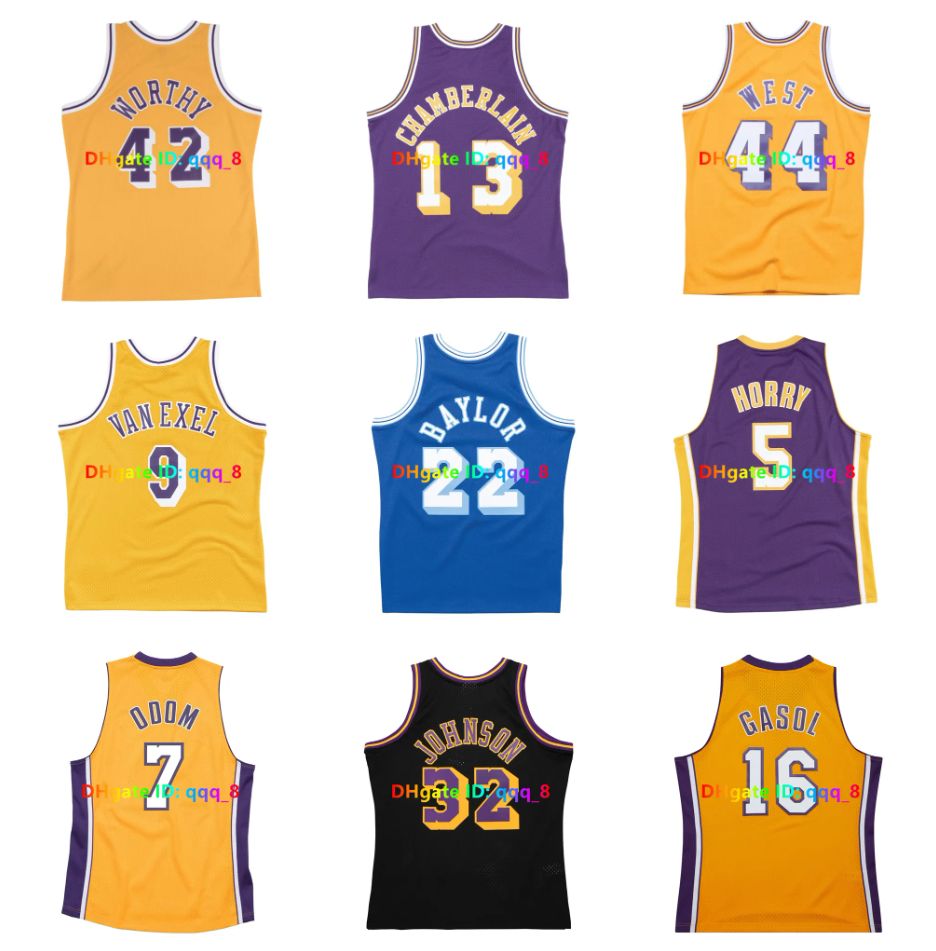 Nick Van Exel Bryant Throwback Basketball Jersey Jerry West basket maillot Eddie Jones Magics Johnson Dennis Rodman Robert Horry James Worthy Cooper Size S-3XL