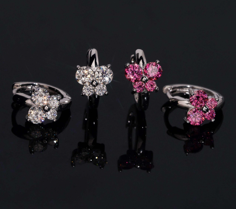 High Quality Moissanite Jewelry Pass Diamond Tester Hip Hop Earrings Butterfly 925 Silver Moissanite Diamond Earrings
