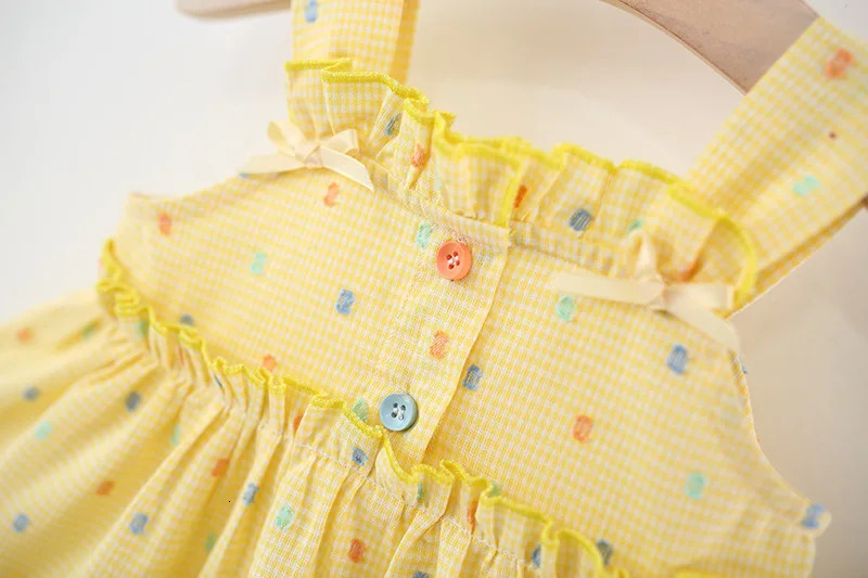 Childrens Summer Dress with Suspender Bow Jacquard Embroidery Girls Casual Princess Dress Suitable for Children Aged 0-4 250704