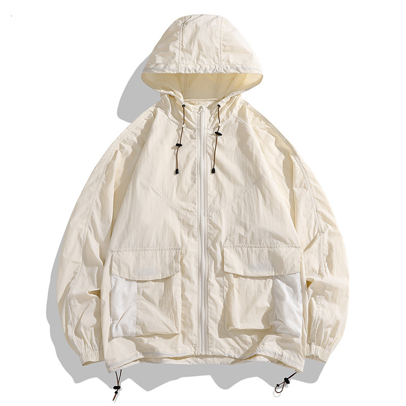 Mountain Style for Men and Women Outdoor Camping Travel Multi-Pocket Workwear Skin Jacket Thin Breathable Hooded Sun Protection Clothing