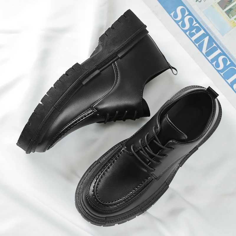 Thick Sole Formal Black Men Leather Shoes Luxury Brand Designer Platform Casual Shoes Wedding Dress Oxfords Shoes Men Work Shoes W250705