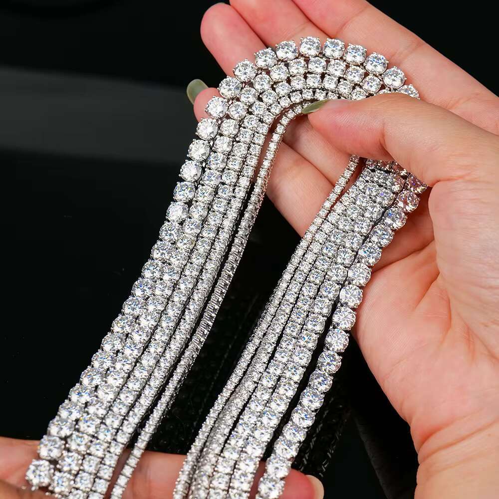 Fine Jewelry High Quality S925 Sterling Silver Tennis Chain 2-6mm VVS Moissanite Iced Out Unisex Necklace GRA Certified