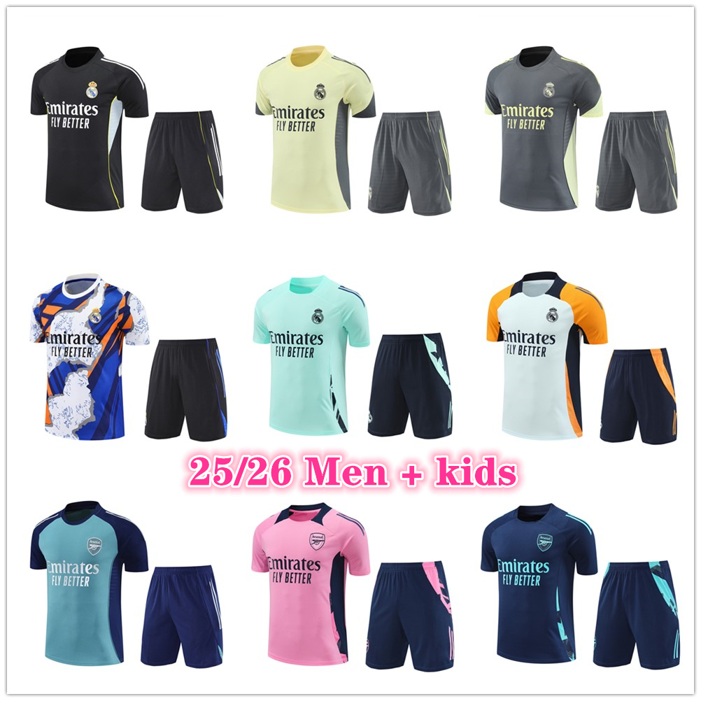 2025 2026 Arsen Madrids tracksuit soccer jerseys training shirts Men and kids 24 25 26 football tracksuit jersey shorts kits Maillot Foot camiseta