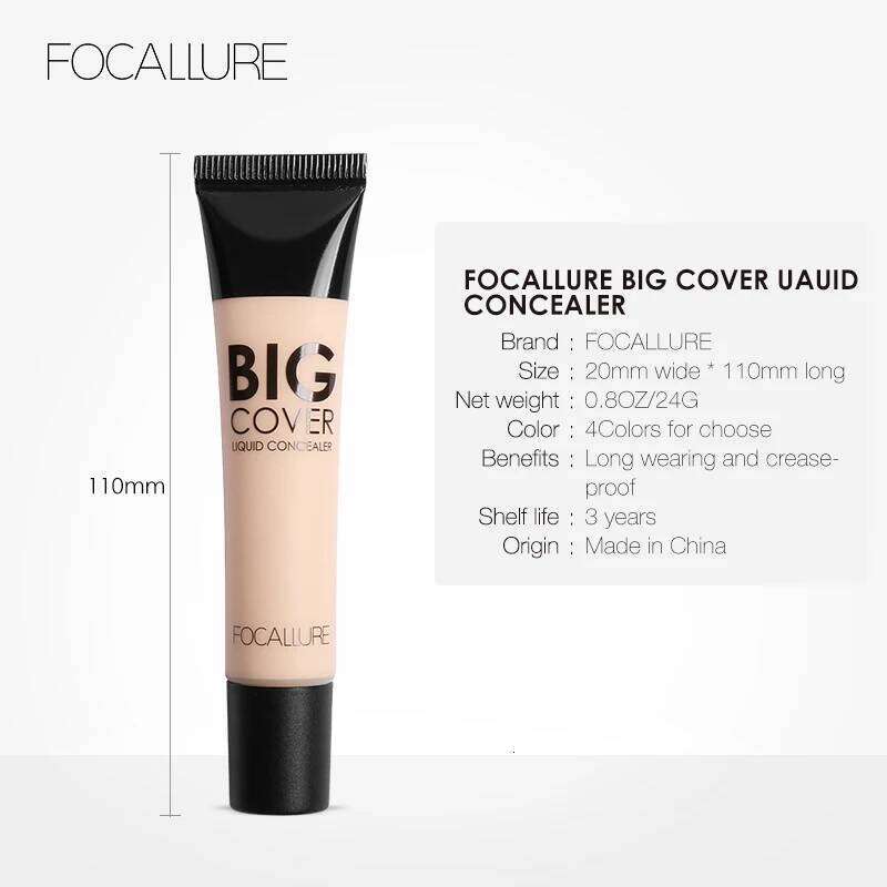 Wholesale FOCALLURE Waterproof High Coverage Face Concealer Cream Lasting Scar Acne Cover Moisturizing Liquid Foundation Makeup X2507
