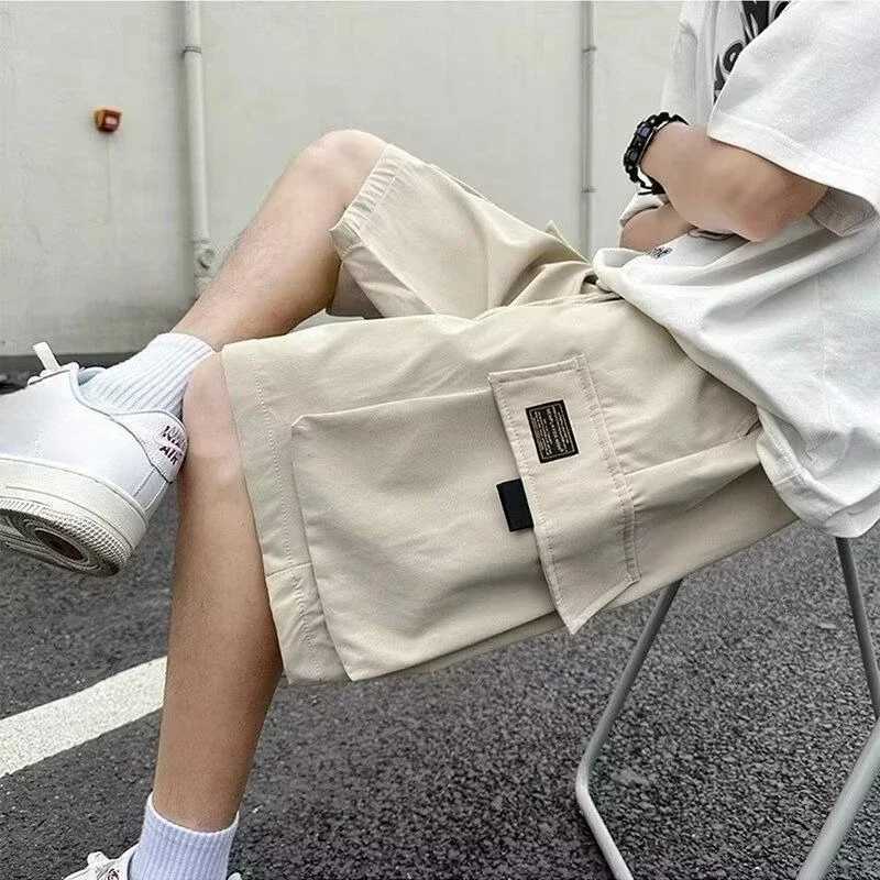 Long Baggy With Pockets Elastic Waist Loose Solid Draw String Short Pants For Men Bermuda Half Oversize Mens Cargo Shorts Wide W250705