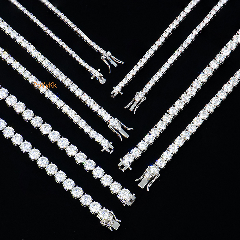 Fine Jewelry High Quality S925 Sterling Silver Tennis Chain 2-6mm VVS Moissanite Iced Out Unisex Necklace GRA Certified