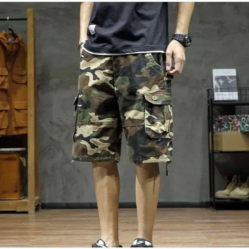 Bermuda Mens Cargo Shorts Baggy Camouflage Short Pants for Men Camo Loose Long with Pockets Wide Half 2025 Fashion Casual Nylon W250705