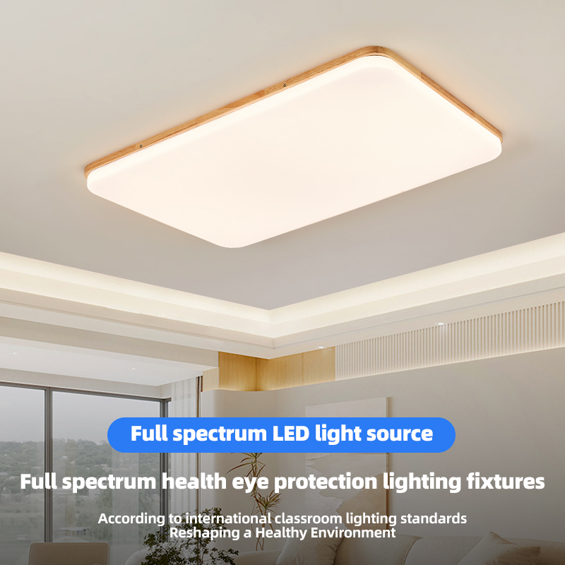 Minimalist Wooden Style Cream White Wax Wood Living Room Light - Eye Protection Bedroom Ceiling Lamp Fixture for Bedrooms & Living Rooms