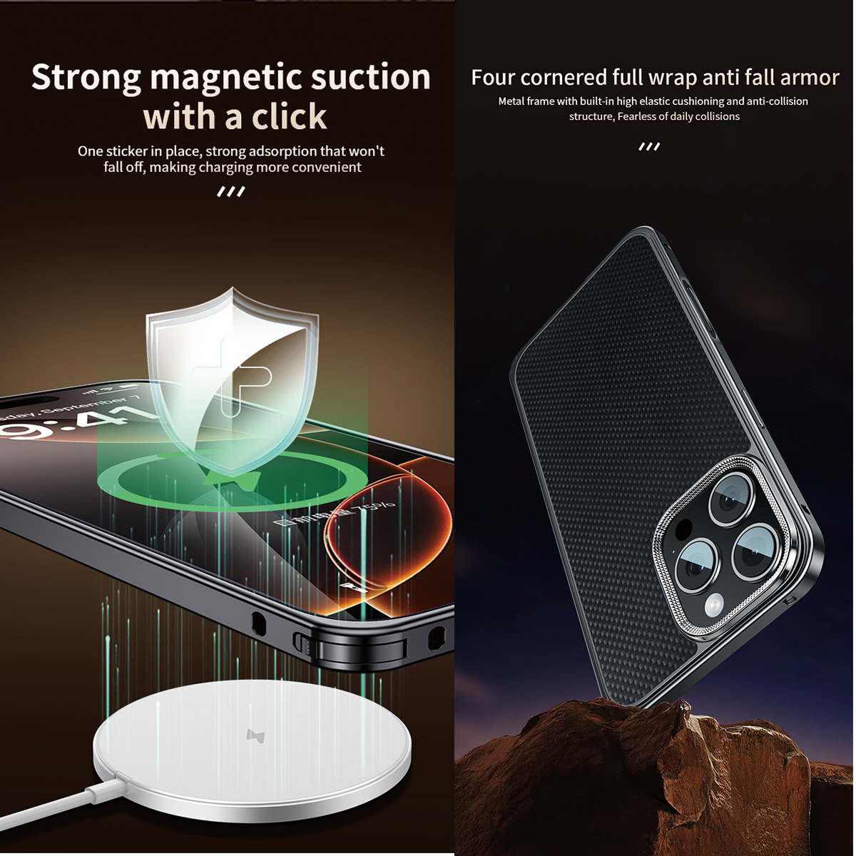 Wireless Charging Capable Cell Phone Case, High-Strength Aramid Fabric Smartcase For (Model: iPhone 16)