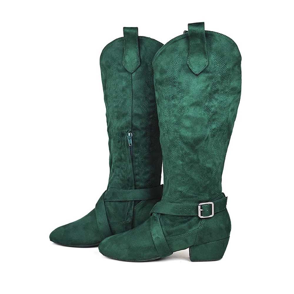Jouncing Prescott Suede Sole Western Style Line Dancing West Coast Swing Dance Boots Z250704