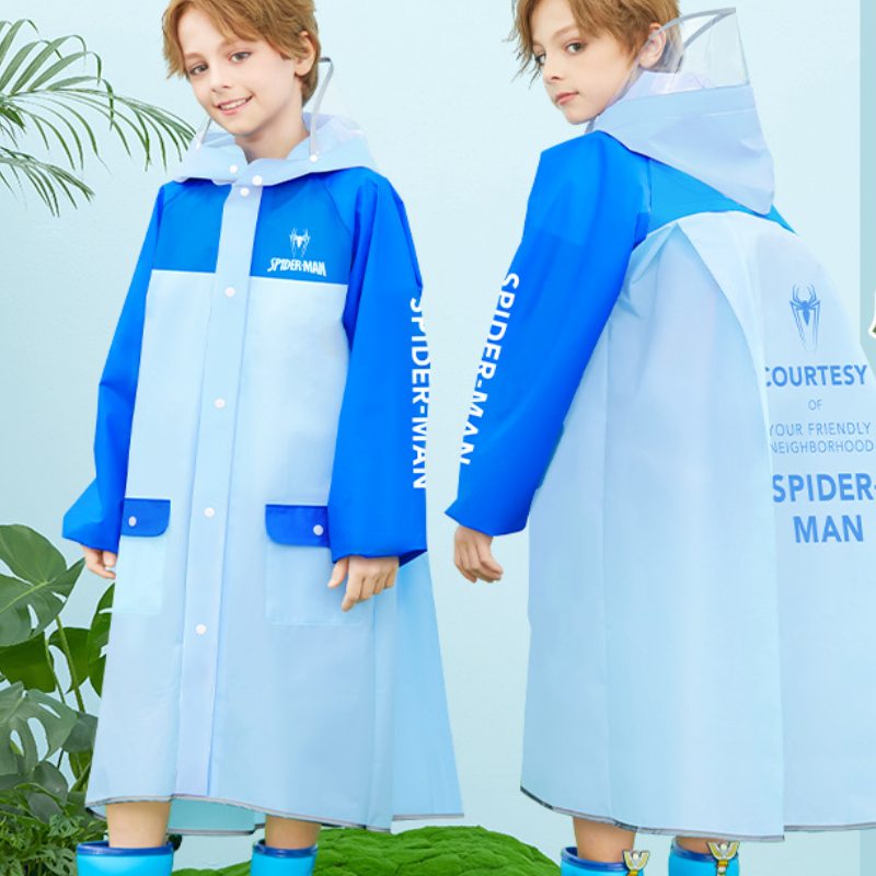 Disney boys' raincoat cape backpack kids raincoat children's waterproof backpack school use zipper raincoat hiking raincoat comfortable soft