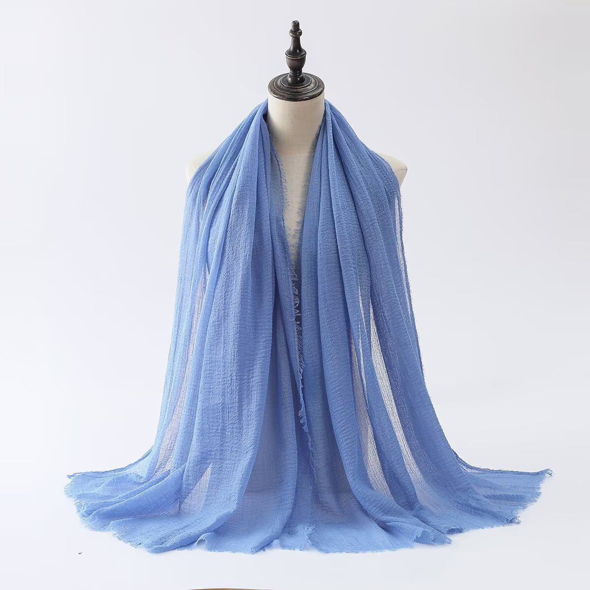 K1238 Wholesale long cotton and linen blended shawl scarf for women solid color short edge Middle Eastern headscarf with multiple colors available