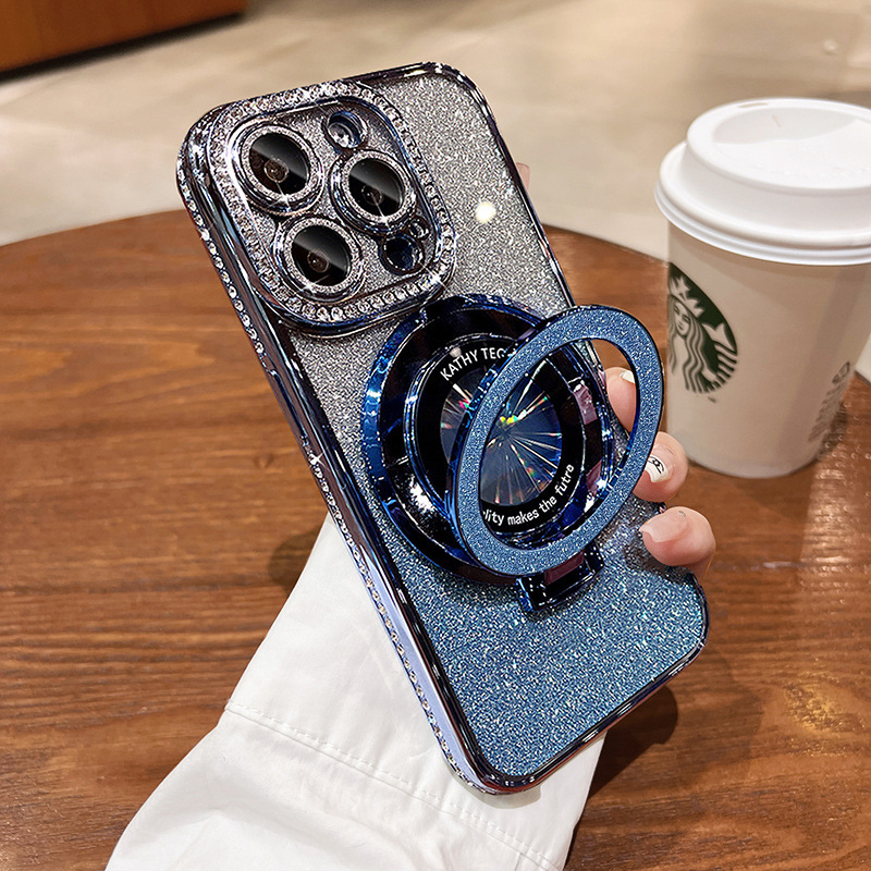 Chic Decorative Phone Mount: Sturdy Metal Base + Dazzling Stones - For