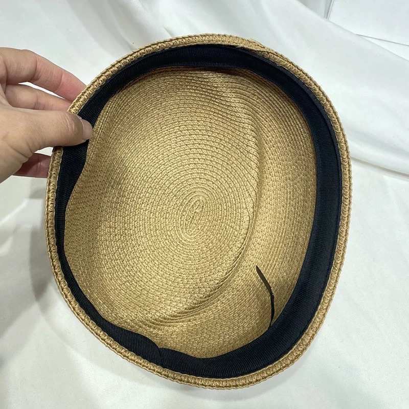 Women Vintage Straw Beret Hat Summer Fedora Sun Cap Hostess Pillbox Millinery Fascinator Base Wedding Cocktail Party 250703