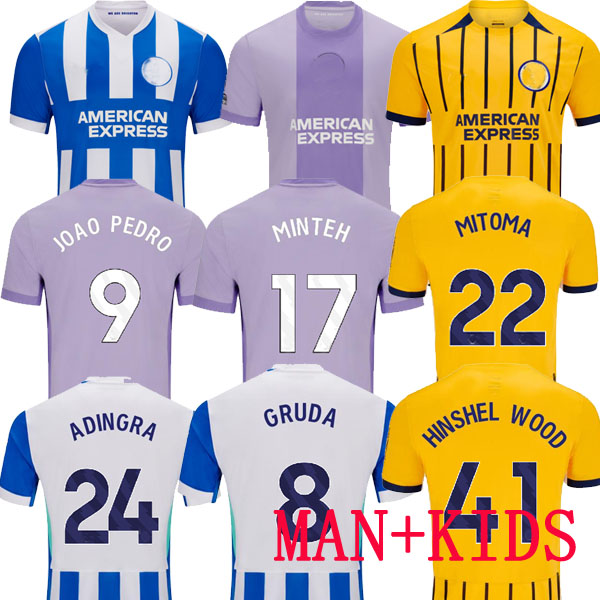 2025 25 26 SOCCER JERSEYS home away HINSHELWOOD 41 GRUDA 8 ADINGRA 11 MINTEH 17 PEDRO 9 MITOMA 22 MAN FAN KIDS JERSEY FOOTBALL SHIRTS set THIRD 3RD se
