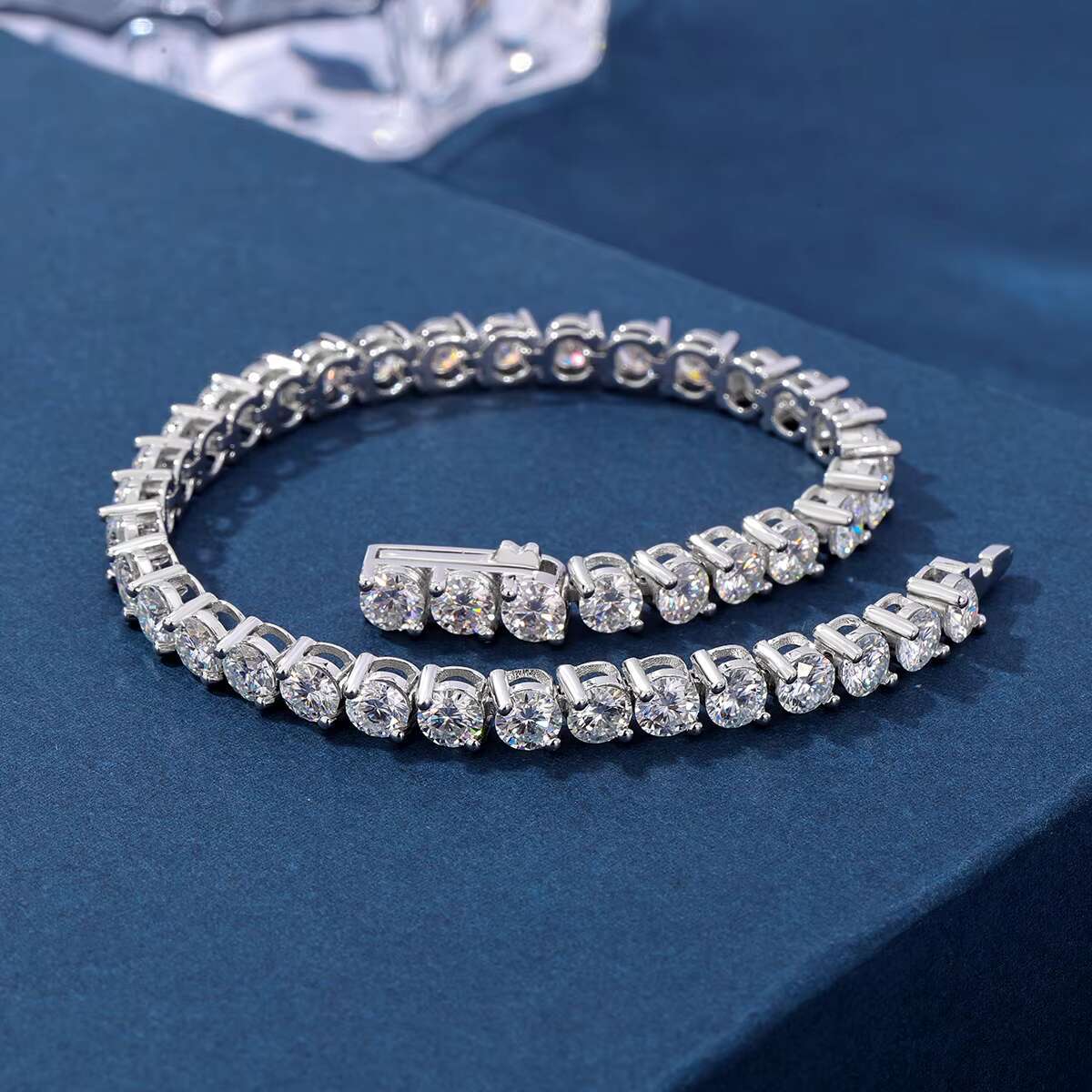 Hip Hop 3mm 4mm Moissanite 925 Sterling Silver Vvs Moissanite Diamond Tennis Chain GRA Certified Unisex Bracelet