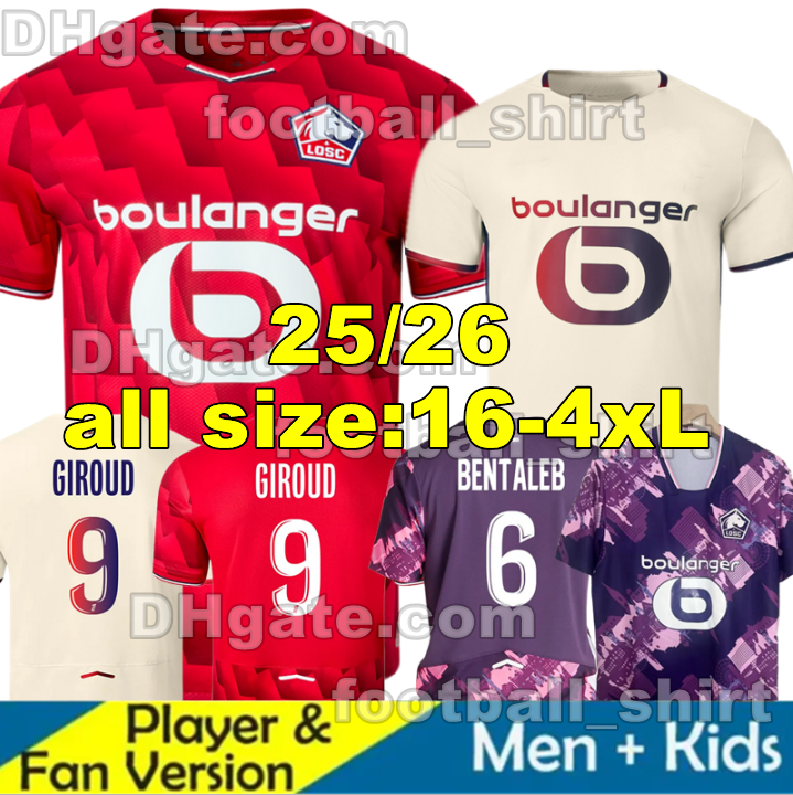 2025 2026 GIROUD LOSC Lille soccer jerseys 80 Year Anniversary Kit SAHRAOUI MBAPPE football shirt 25 26 4TH Lille Olympique 80TH maillot Kids Kit ZHEGROVA Equipment