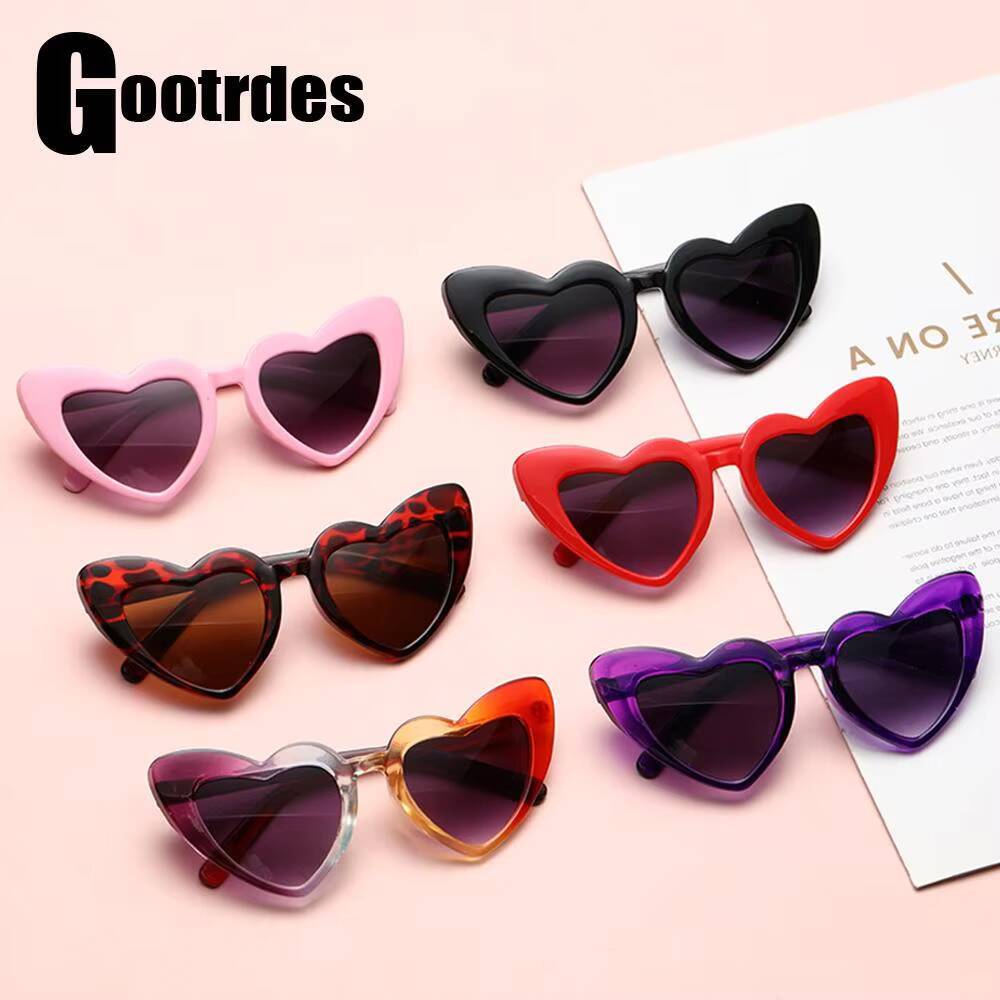 Kids Heart-Shaped Sunglasses 2023 Summer Children Glasses Cute Love Heart Sun Shades Eyewear for 3-9 Years Boys Girls ddmythur Z260305