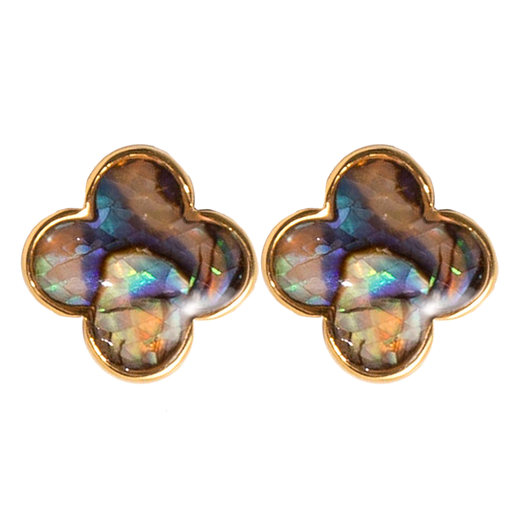 Exquisite Style Natural Colorful Abalone Shell Leaf Clover for Women, Elegant and Versatile Fashionable Sier Needle Earrings