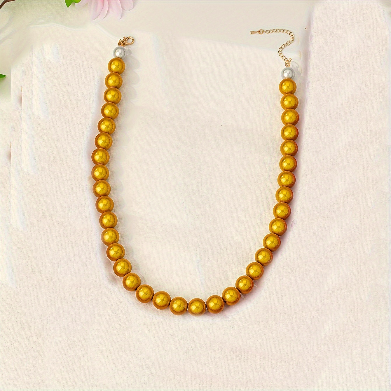 1 Piece Colorful Fashion Necklace Beaded Clavicle Chain Dopamine Candy Color