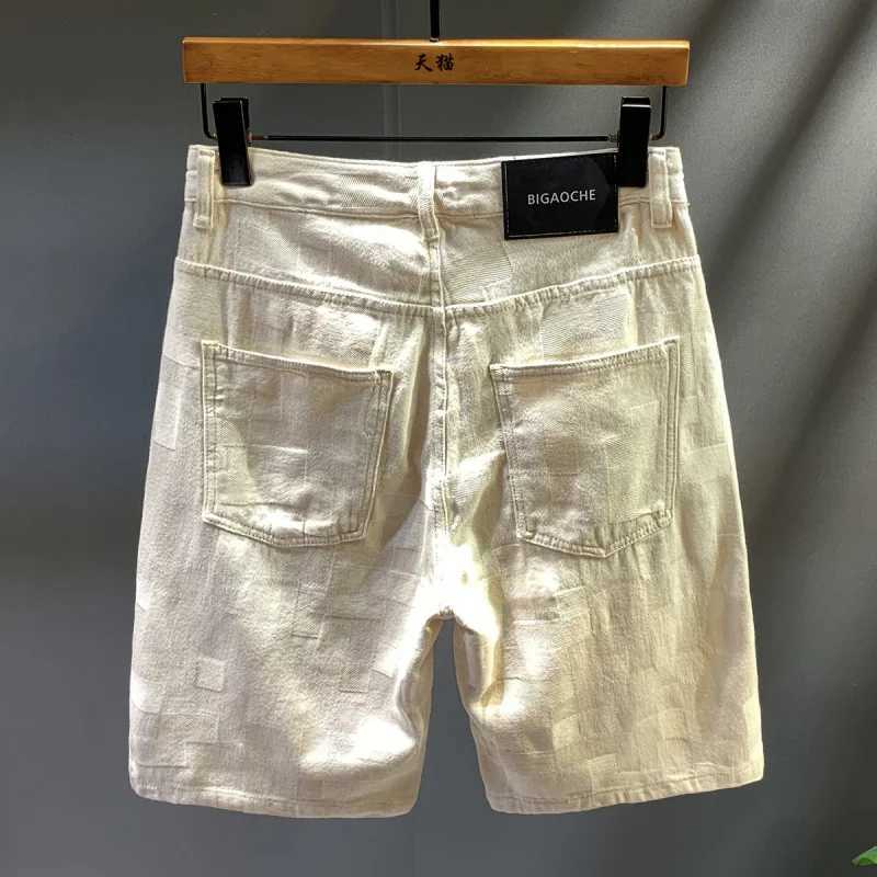 2025 Summer New Denim Shorts for Men Loose Straight Leg Trendy Fashion Mens Clothing Street Casual Five Quarter Pants W250705