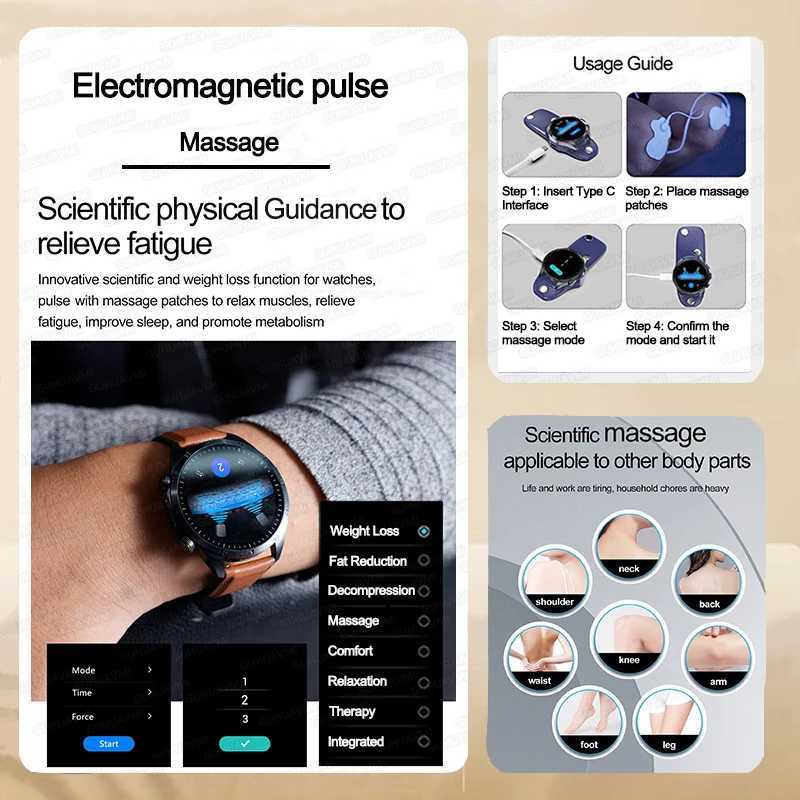 2025 Laser Pulse Uric Acid Blood Fat Nursing Smart Watch Men Body Fat Blood Pressure ECG+PPG Sleep Aid For Health WatchXJ250705